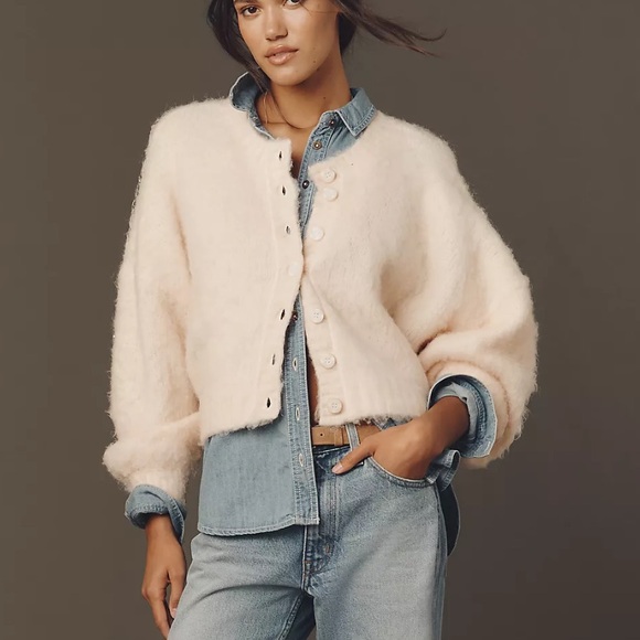 PILCRO by ANTHROPOLOGIE Brushed Cardigan Sweater, Peach, NWT, Size XXS - Picture 2 of 6